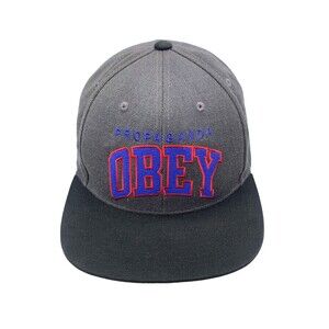 Obey Propaganda Snapback Hat Mens Gray Black Green Underbrim Wool